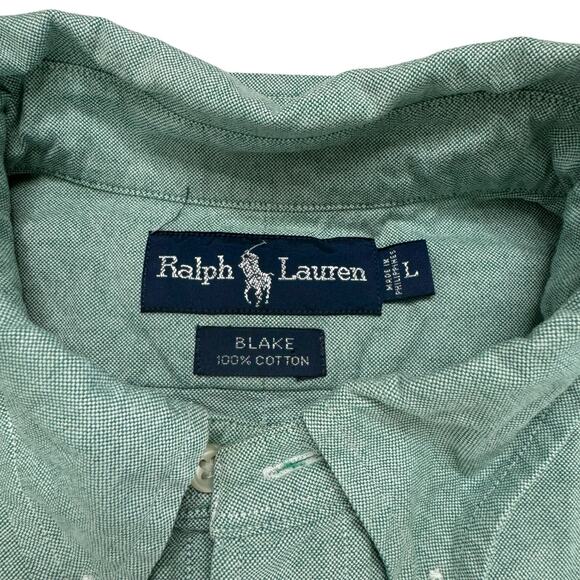 RALPH LAUREN Green Blake 100% Cotton Long Sleeve Button Up Shirt Sz Large Pony - Picture 3 of 7